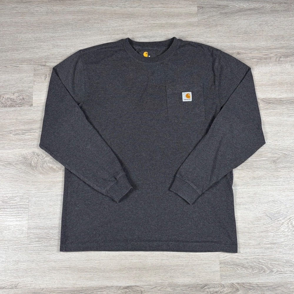 Carhartt Pocket T-Shirt Mens Medium Dark Gray Long Sleeve Original Fit Workwear